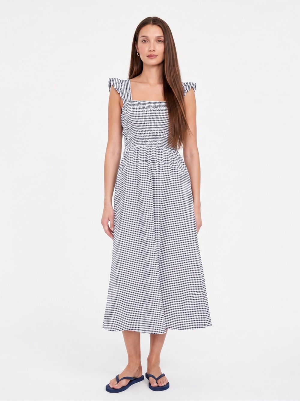 Old Navy Smocked Gingham Midi Dress XL Tall